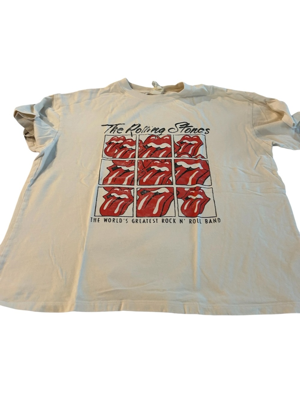 The Rolling Stones White Graphic Tee - Iconic Red Tongue Design